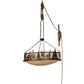 Meyda Lighting Lone Bear 36" 6-Light Dark Burnished Antique Copper Bartlett Inverted Pendant Light With Sahara Taupe Idalight Shade