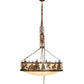 Meyda Lighting Lone Bear 36" 6-Light Dark Burnished Antique Copper Bartlett Inverted Pendant Light With Sahara Taupe Idalight Shade