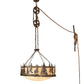 Meyda Lighting Lone Bear 36" 6-Light Dark Burnished Antique Copper Bartlett Inverted Pendant Light With Sahara Taupe Idalight Shade