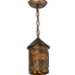 Meyda Lighting Lone Bear 6" Antique Copper Pendant Light With Amber Mica Shade Glass