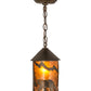 Meyda Lighting Lone Bear 6" Antique Copper Pendant Light With Amber Mica Shade Glass