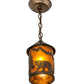 Meyda Lighting Lone Bear 6" Antique Copper Pendant Light With Amber Mica Shade Glass