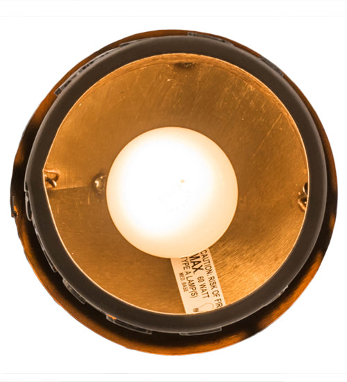 Meyda Lighting Lone Bear 6" Antique Copper Pendant Light With Amber Mica Shade Glass