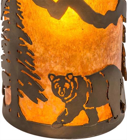 Meyda Lighting Lone Bear 6" Antique Copper Pendant Light With Amber Mica Shade Glass