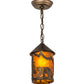 Meyda Lighting Lone Bear 6" Antique Copper Pendant Light With Amber Mica Shade Glass