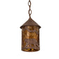 Meyda Lighting Lone Bear 6" Rusty Nail Mini Pendant Light With Amber Mica Shade Glass