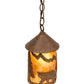 Meyda Lighting Lone Bear 6" Rusty Nail Mini Pendant Light With Amber Mica Shade Glass