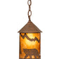Meyda Lighting Lone Bear 6" Rusty Nail Mini Pendant Light With Amber Mica Shade Glass