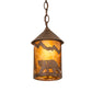 Meyda Lighting Lone Bear 6" Rusty Nail Mini Pendant Light With Amber Mica Shade Glass