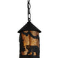 Meyda Lighting Lone Bear 6" Textured Black Northwoods Mini Pendant Light With Amber Mica Shade Glass