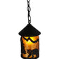 Meyda Lighting Lone Bear 6" Textured Black Northwoods Mini Pendant Light With Amber Mica Shade Glass
