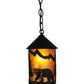 Meyda Lighting Lone Bear 6" Textured Black Northwoods Mini Pendant Light With Amber Mica Shade Glass