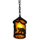 Meyda Lighting Lone Bear 6" Textured Black Northwoods Mini Pendant Light With Amber Mica Shade Glass
