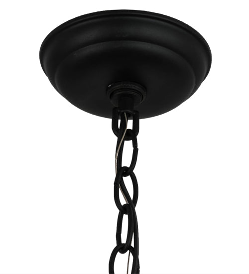 Meyda Lighting Lone Bear 6" Textured Black Northwoods Mini Pendant Light With Amber Mica Shade Glass