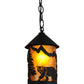Meyda Lighting Lone Bear 6" Textured Black Northwoods Mini Pendant Light With Amber Mica Shade Glass
