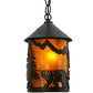 Meyda Lighting Lone Bear 6" Timeless Bronze Northwoods Mini Pendant Light With Amber Mica Shade Glass