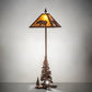 Meyda Lighting Lone Bear 77" 2-Light Rust Floor Lamp With Amber Mica Shade Glass and Lighted Base