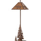 Meyda Lighting Lone Bear 77" 2-Light Rust Floor Lamp With Amber Mica Shade Glass and Lighted Base