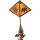 Meyda Lighting Lone Bear 77" 2-Light Rust Floor Lamp With Amber Mica Shade Glass and Lighted Base