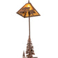 Meyda Lighting Lone Bear 77" 2-Light Rust Floor Lamp With Amber Mica Shade Glass and Lighted Base