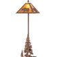 Meyda Lighting Lone Bear 77" 2-Light Rust Floor Lamp With Amber Mica Shade Glass and Lighted Base