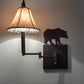 Meyda Lighting Lone Bear 8" Mahogany Bronze Wall Sconce With Brown Tan Faux Shade