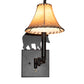 Meyda Lighting Lone Bear 8" Mahogany Bronze Wall Sconce With Brown Tan Faux Shade