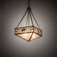 Meyda Lighting Lone Bear & Wolf 26" 3-Light Antique Copper Inverted Pendant Light With Silver Mica Shade Glass