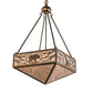 Meyda Lighting Lone Bear & Wolf 26" 3-Light Antique Copper Inverted Pendant Light With Silver Mica Shade Glass