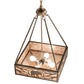 Meyda Lighting Lone Bear & Wolf 26" 3-Light Antique Copper Inverted Pendant Light With Silver Mica Shade Glass