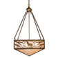 Meyda Lighting Lone Bear & Wolf 26" 3-Light Antique Copper Inverted Pendant Light With Silver Mica Shade Glass