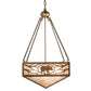 Meyda Lighting Lone Bear & Wolf 26" 3-Light Antique Copper Inverted Pendant Light With Silver Mica Shade Glass