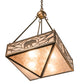 Meyda Lighting Lone Bear & Wolf 26" 3-Light Antique Copper Inverted Pendant Light With Silver Mica Shade Glass