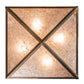 Meyda Lighting Lone Bear & Wolf 26" 3-Light Antique Copper Inverted Pendant Light With Silver Mica Shade Glass