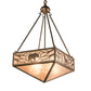 Meyda Lighting Lone Bear & Wolf 26" 3-Light Antique Copper Inverted Pendant Light With Silver Mica Shade Glass
