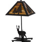 Meyda Lighting Lone Buck 21" 2-Light Oil Rubbed Bronze Table Lamp With Honey Art Shade and Lighted Base