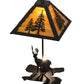 Meyda Lighting Lone Buck 21" 2-Light Oil Rubbed Bronze Table Lamp With Honey Art Shade and Lighted Base