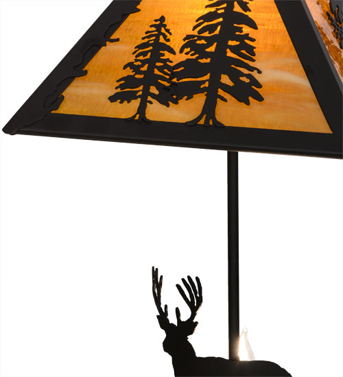Meyda Lighting Lone Buck 21" 2-Light Oil Rubbed Bronze Table Lamp With Honey Art Shade and Lighted Base