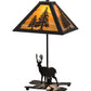 Meyda Lighting Lone Buck 21" 2-Light Oil Rubbed Bronze Table Lamp With Honey Art Shade and Lighted Base