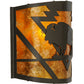 Meyda Lighting Lone Buffalo 11" Timeless Bronze Wall Sconce With Amber Mica Shade Glass