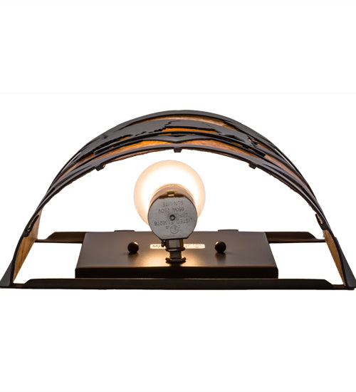 Meyda Lighting Lone Buffalo 11" Timeless Bronze Wall Sconce With Amber Mica Shade Glass