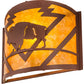 Meyda Lighting Lone Buffalo 12" Rust Wall Sconce With Amber Mica Shade Glass