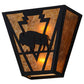 Meyda Lighting Lone Buffalo 13" 2-Light Textured Black Wall Sconce With Amber Mica Shade Glass