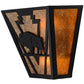 Meyda Lighting Lone Buffalo 13" 2-Light Textured Black Wall Sconce With Amber Mica Shade Glass