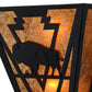 Meyda Lighting Lone Buffalo 13" 2-Light Textured Black Wall Sconce With Amber Mica Shade Glass