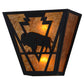 Meyda Lighting Lone Buffalo 13" 2-Light Textured Black Wall Sconce With Amber Mica Shade Glass