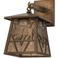 Meyda Lighting Lone Buffalo 7" Antique Copper Wall Sconce With Silver Mica Shade Glass