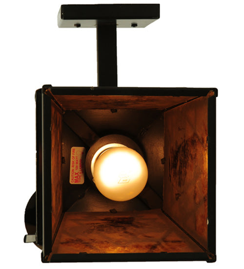 Meyda Lighting Lone Buffalo 7" Timeless Bronze Wall Sconce With Amber Mica Shade Glass