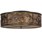 Meyda Lighting Lone Cowboy 22" 4-Light Antique Copper Flush Mount Light With Silver Mica Shade Glass