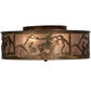 Meyda Lighting Lone Cowboy 22" 4-Light Antique Copper Flush Mount Light With Silver Mica Shade Glass
